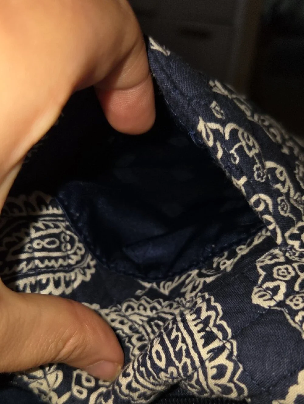 Vera Bradley Navy and White Paisley Quilted Crossbody